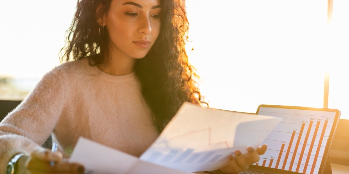 professional woman looking at documents