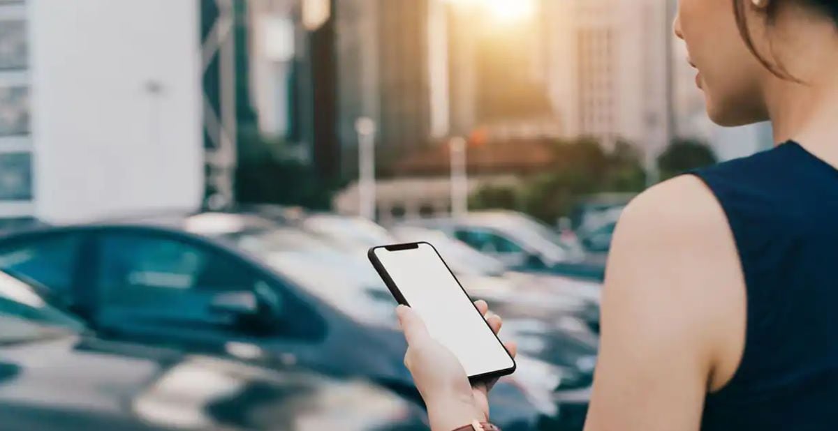 woman using phone outside