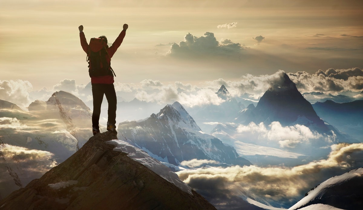 Person at top of mountain 