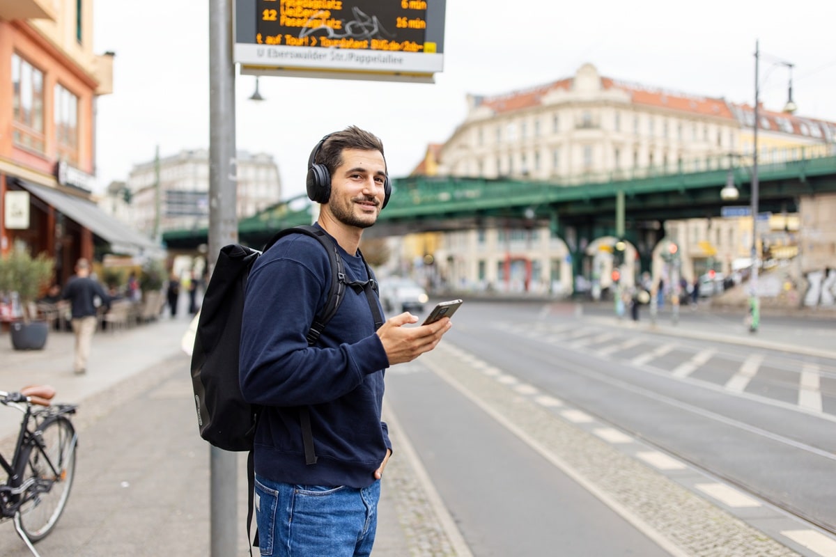 Man waiting for bus