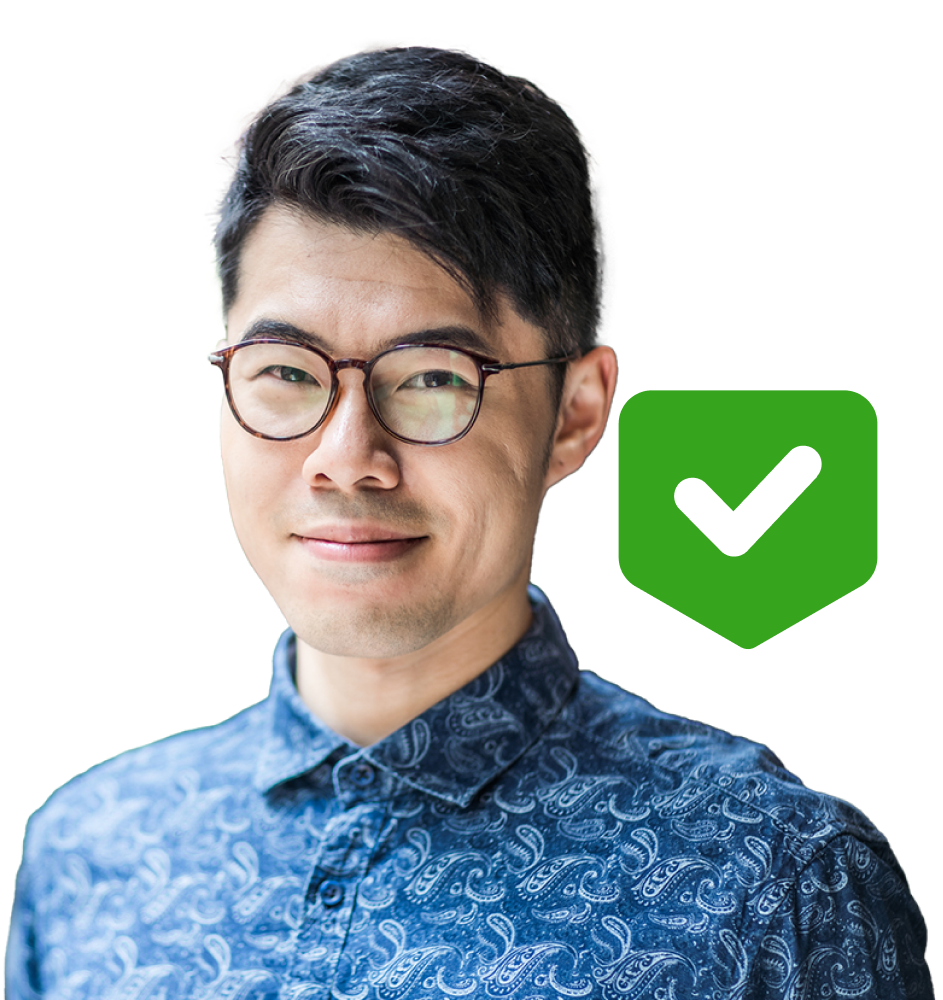 Man who is excited about a completion