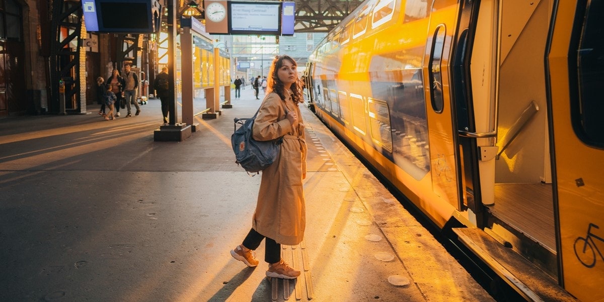 woman about to board a train