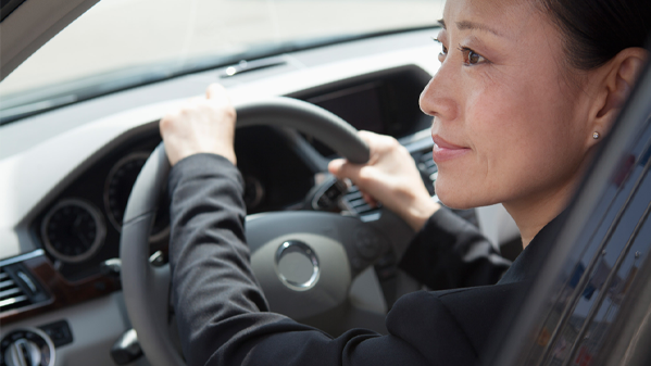 Woman driving a car