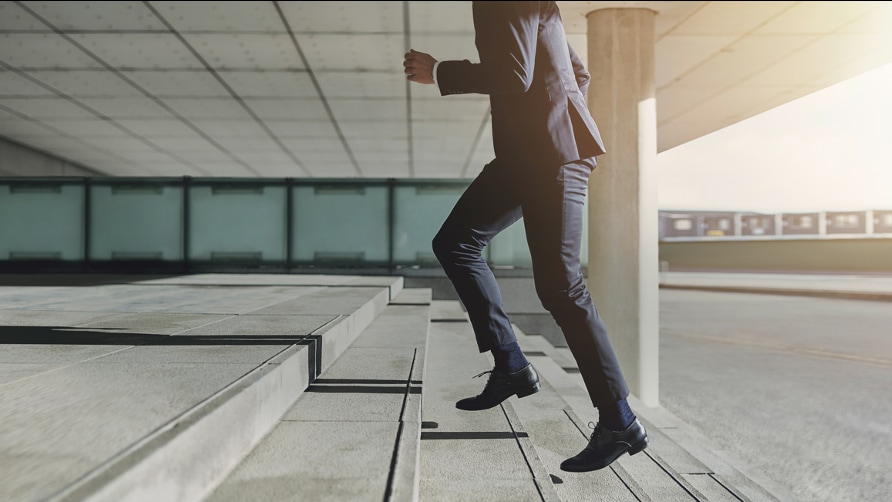 person climbing stairs