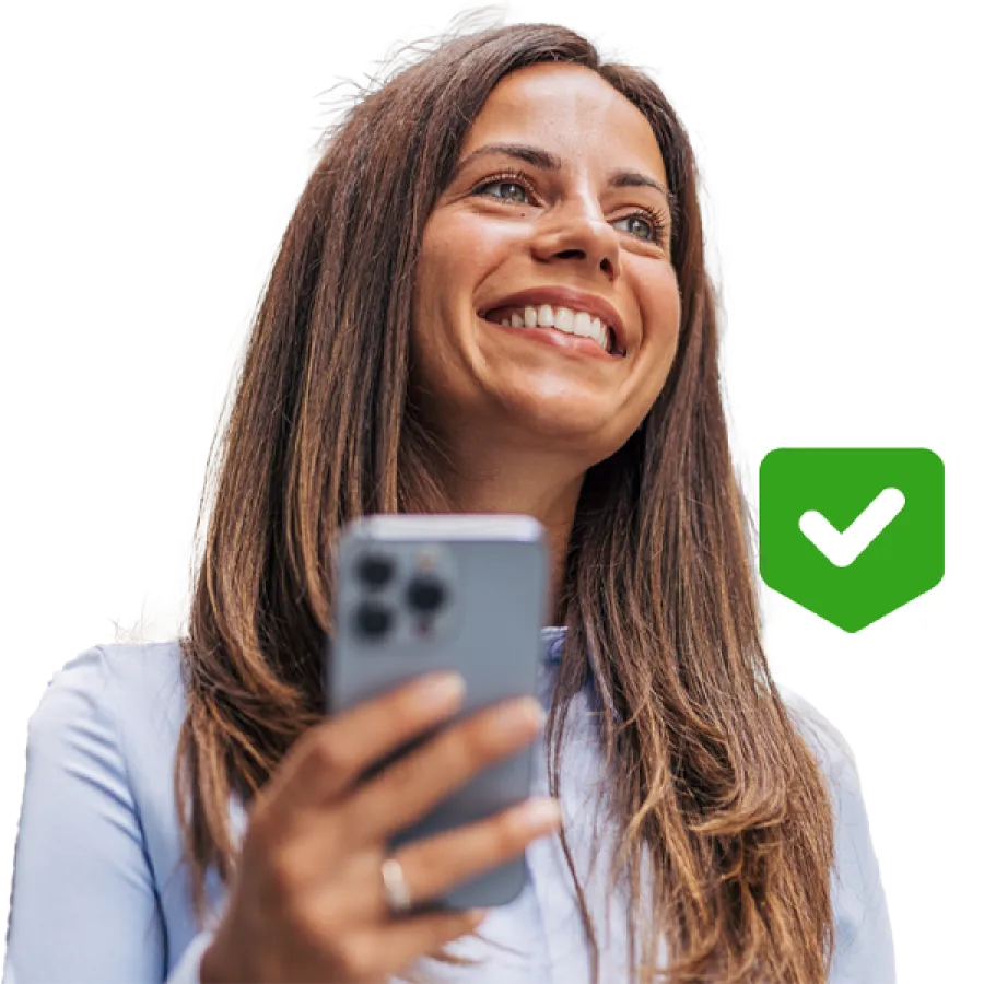 A woman happy that the message has been received