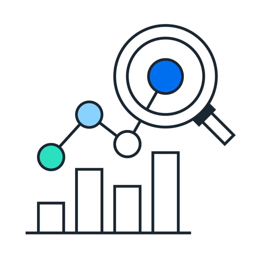 data chart with magnifying glass