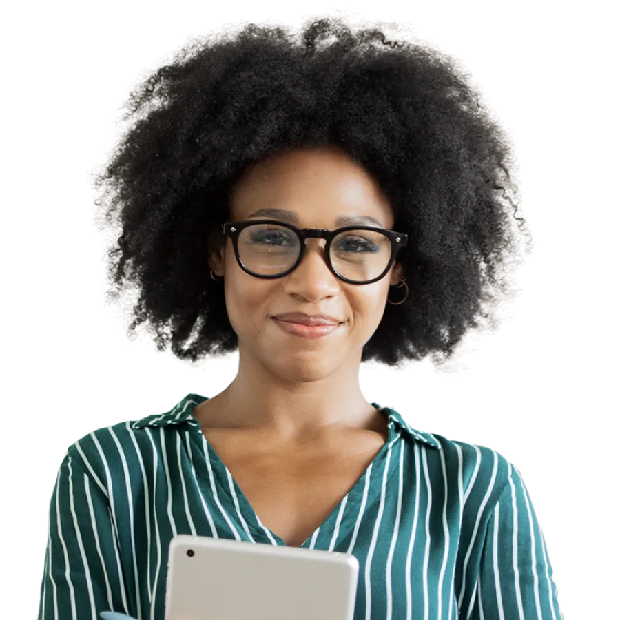business professional holding a tablet